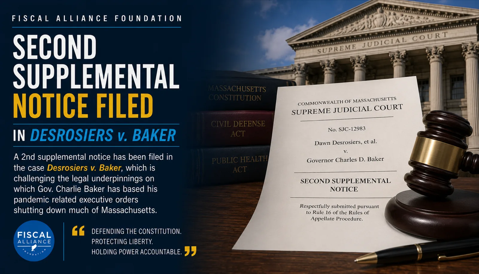 Second supplemental notice filed in Desrosiers v. Baker
